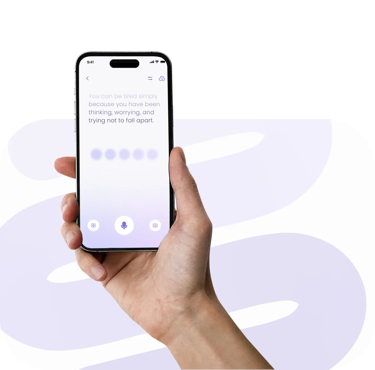 A hand holding the Moodoor AI conversation screen