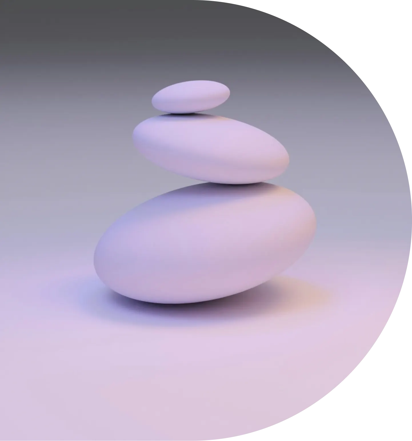 Three softly lit balancing stones
